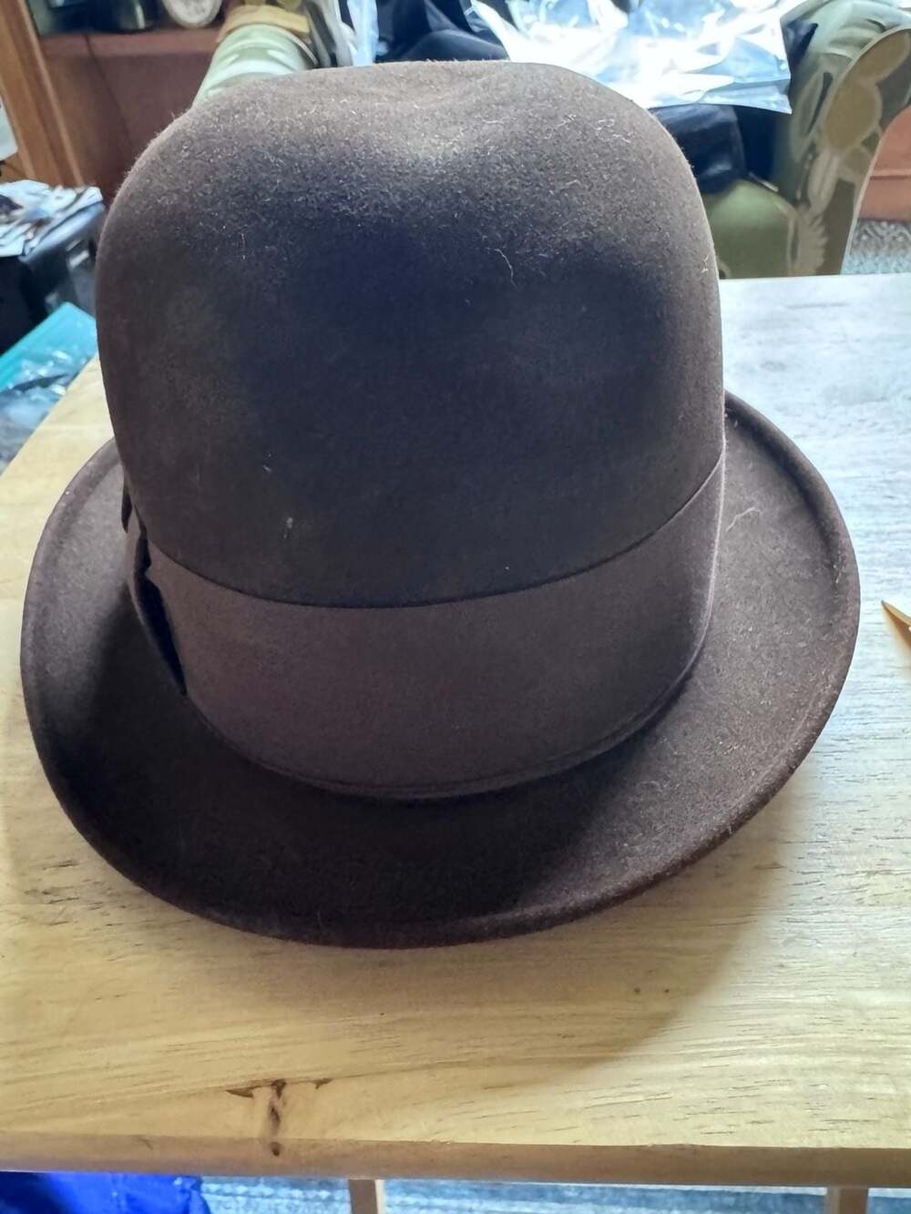 Vintage Bond Exe Group Brown Felt Homburg Hat Original Wolf's DSM Receipt
